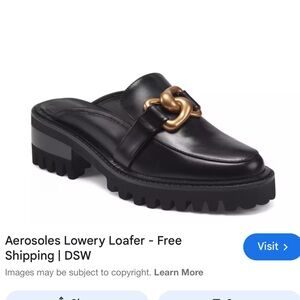 Women Size 7 AEROSOLES Black Mules with Gold Accent